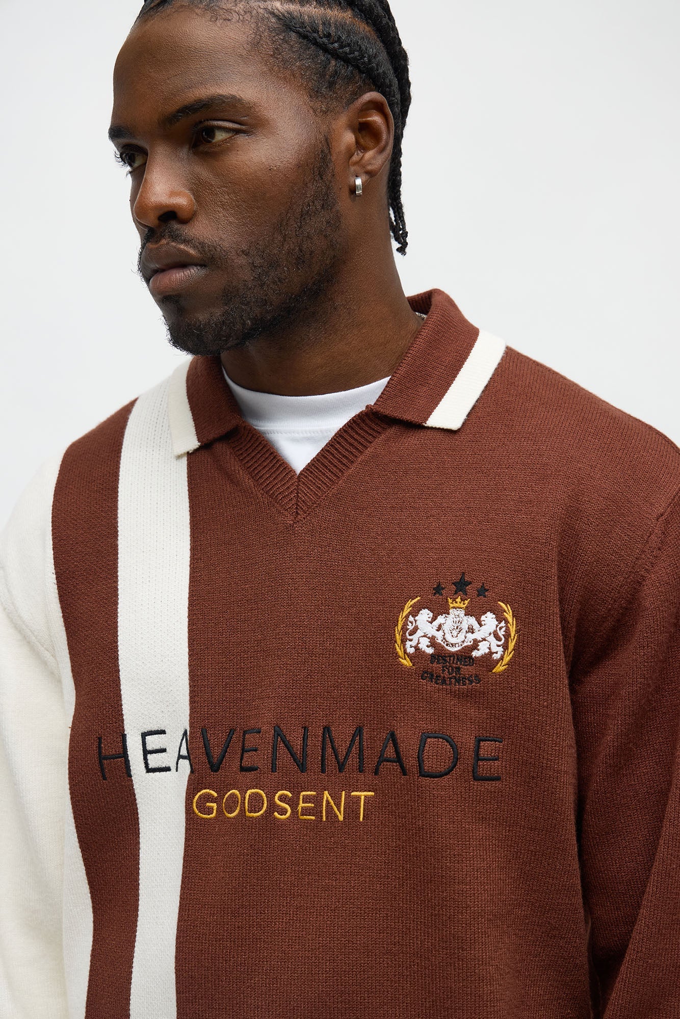 Distant Daydream Vneck Sweater - Brown Combo