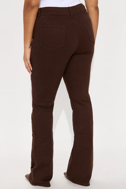 Tall London Low Rise Pintuck Flare Jeans - Brown