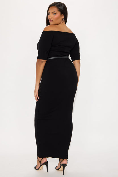 Channing Snatched Belted Maxi Dress - Black