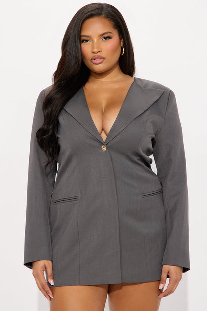 Subtle Control Blazer Mini Dress - Charcoal