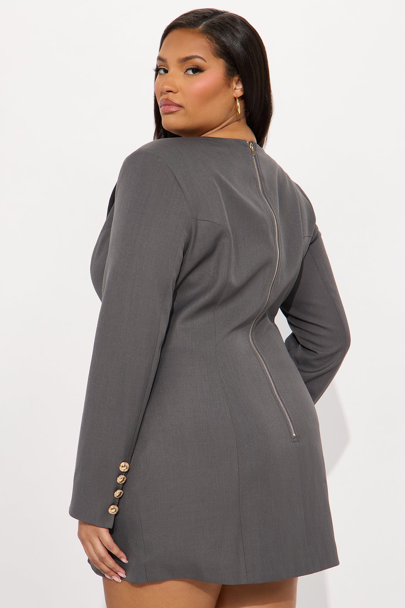 Subtle Control Blazer Mini Dress - Charcoal
