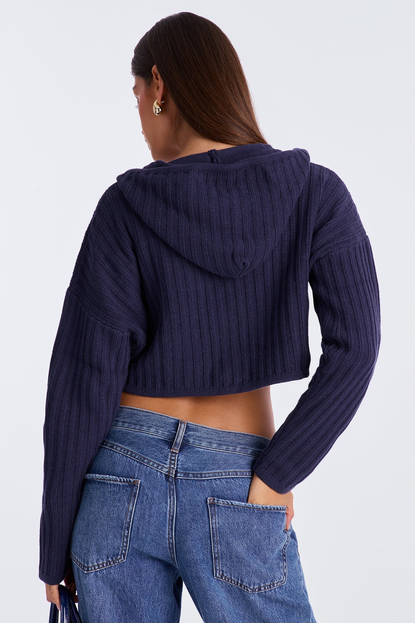 The Comfy Hooded Zip Front Sweater - Navy