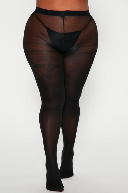 Take A Look Sheer Basic Tights - Black