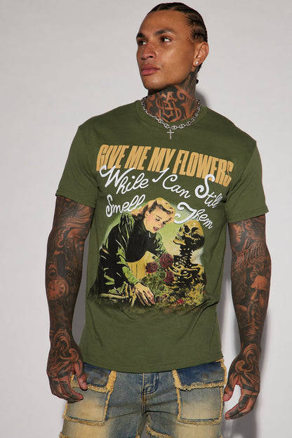 Give Me My Flowers Short Sleeve Tee - Hunter