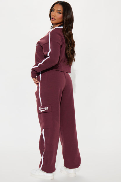 Brooklyn Life Fleece Jogger Set - Burgundy