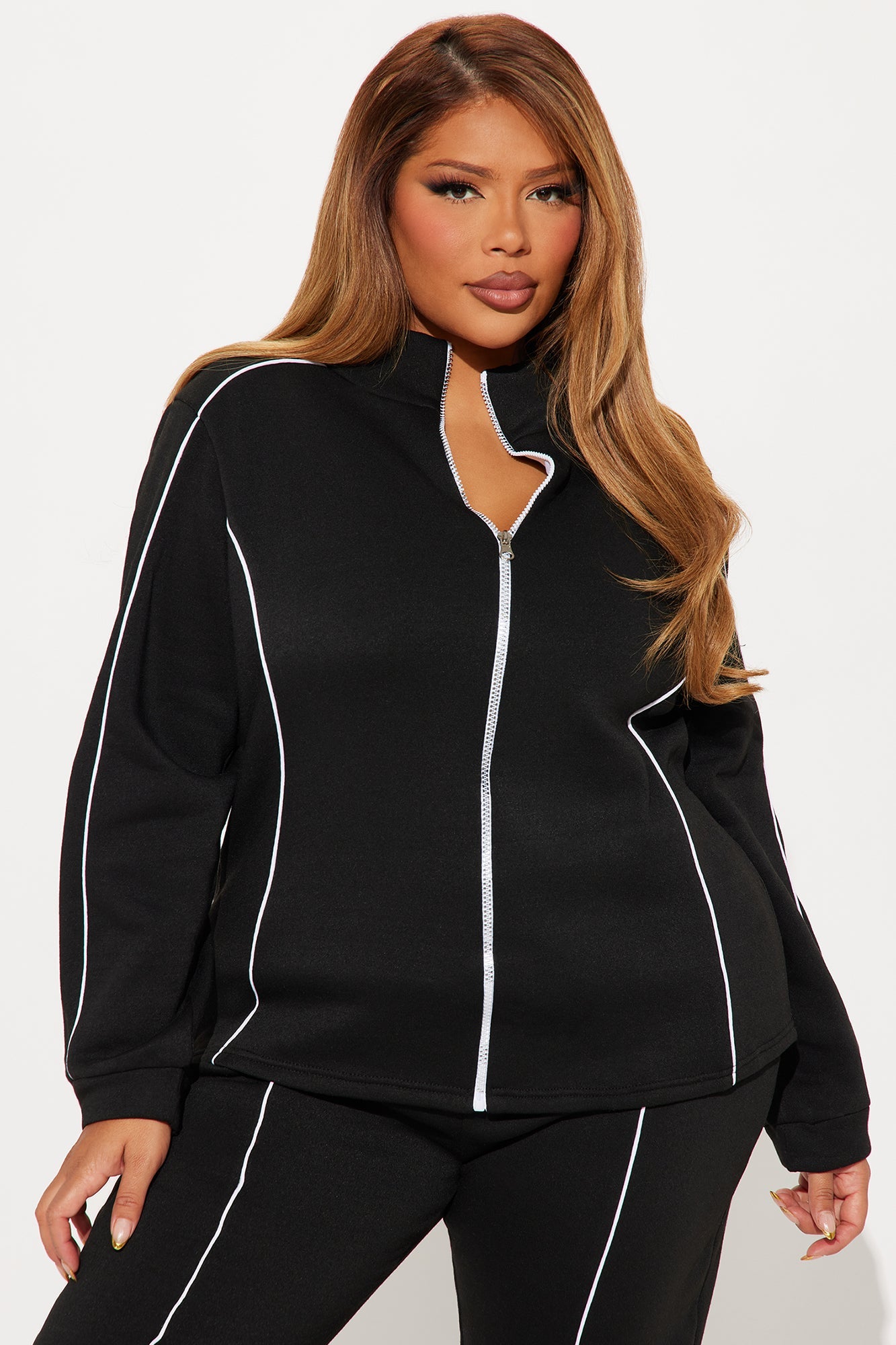 Kassidy Fleece Pant Set - Black/White