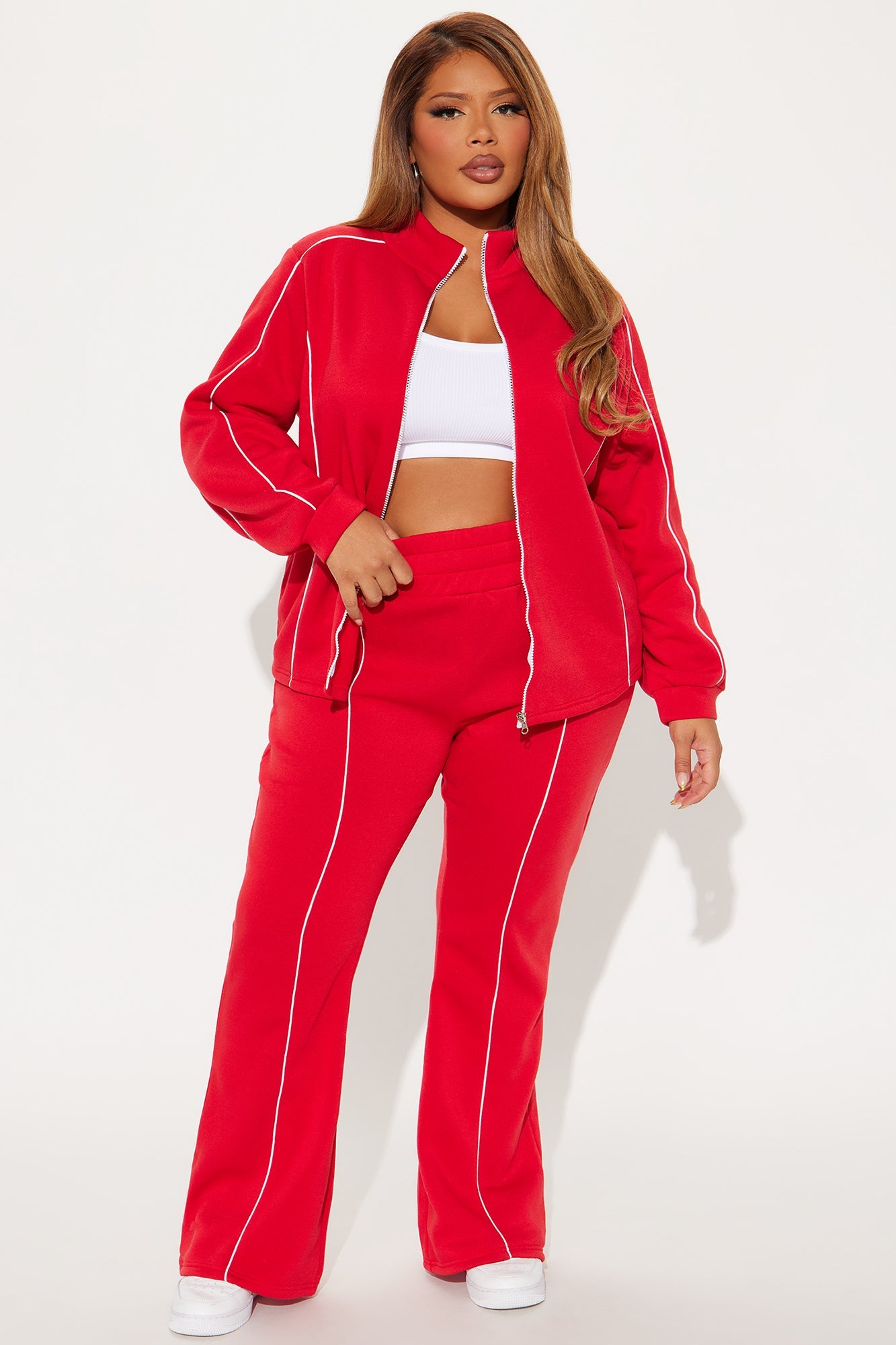 Kassidy Fleece Pant Set - Red