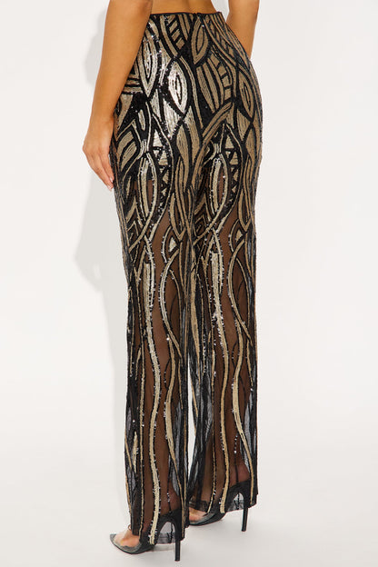 Life Of The Party Sequin Pant 32″ - Black/Gold