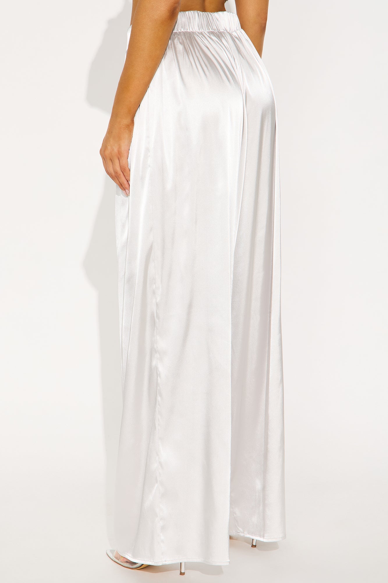 First Class Wide Leg Satin Pant 32″ - Pearl