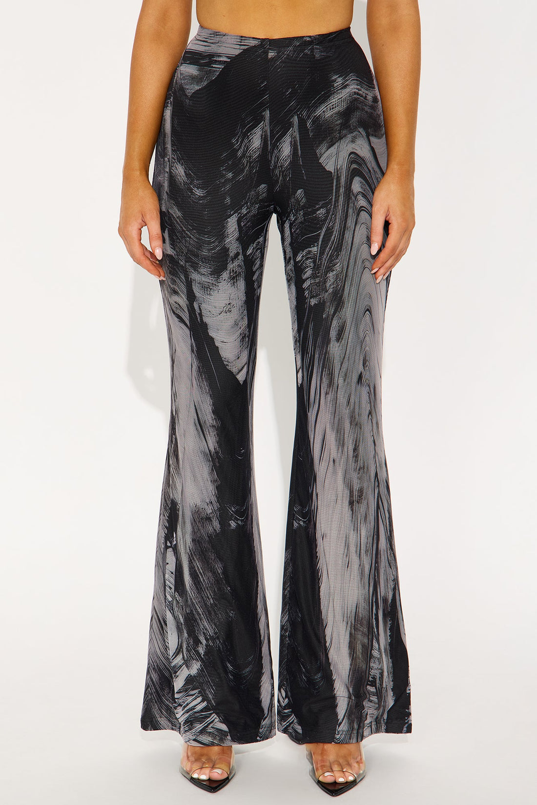 Mood Change Marbled Mesh Flare Pant 32″ - Grey/combo