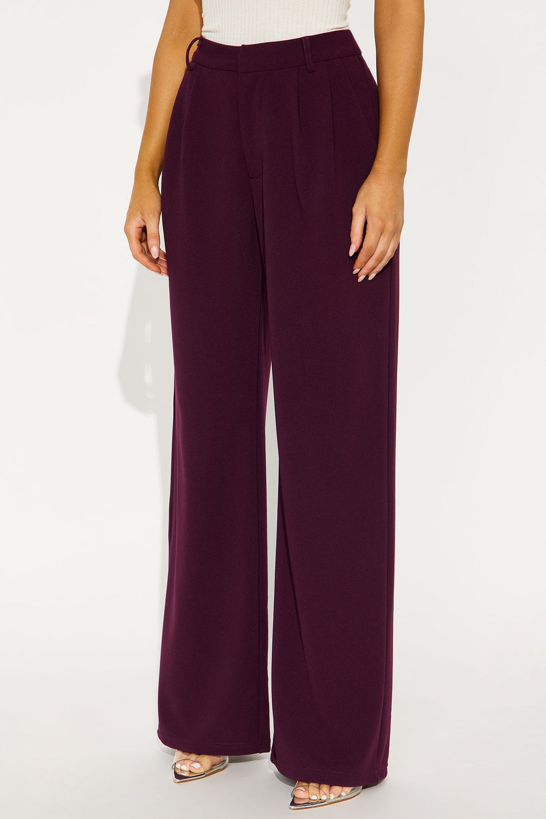 Elma Wide Leg Trouser - Eggplant