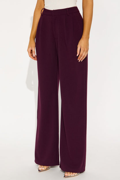 Elma Wide Leg Trouser - Eggplant