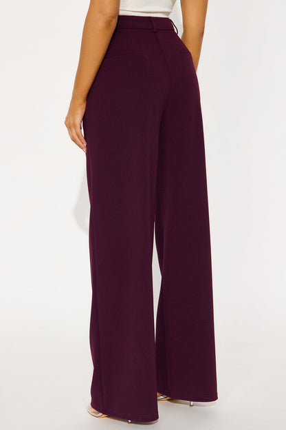 Elma Wide Leg Trouser - Eggplant