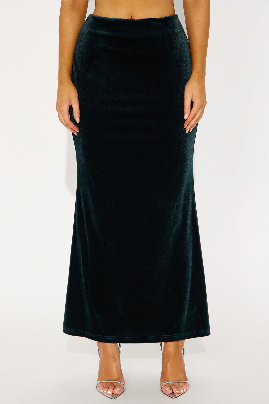 Ramona Velvet Mermaid Maxi Skirt - Emerald