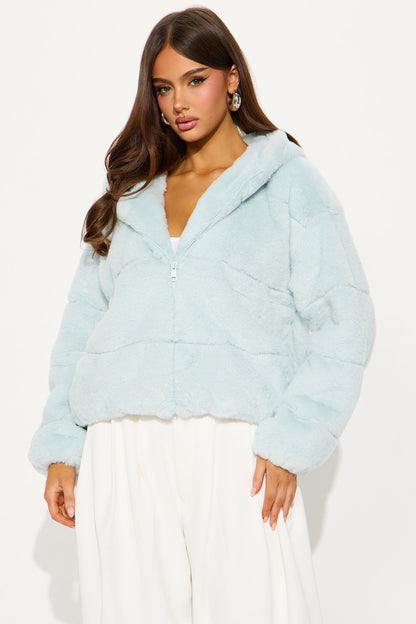 Leah Faux Fur Jacket - Blue