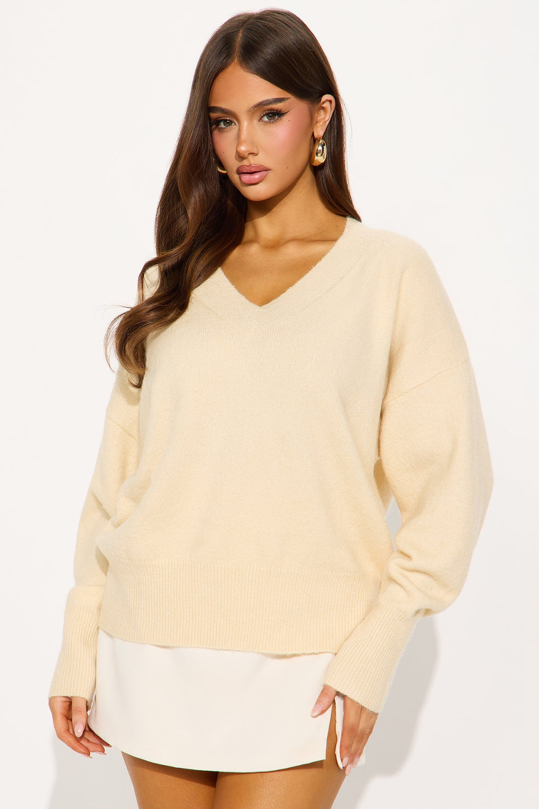 Serene V Neck Sweater - Oatmeal