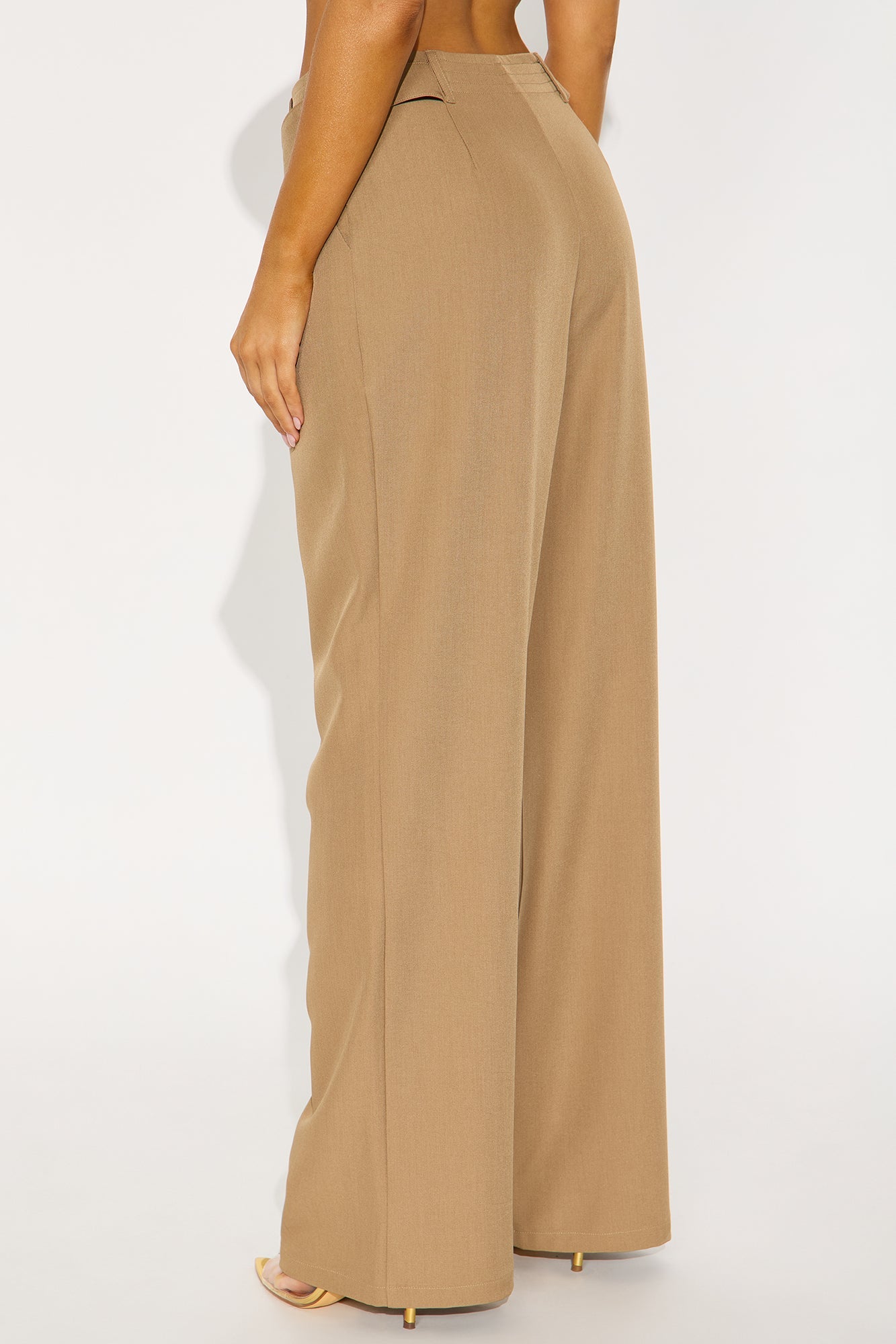Business Plan Pleated Wide Leg Trouser Pant 32″ - Khaki