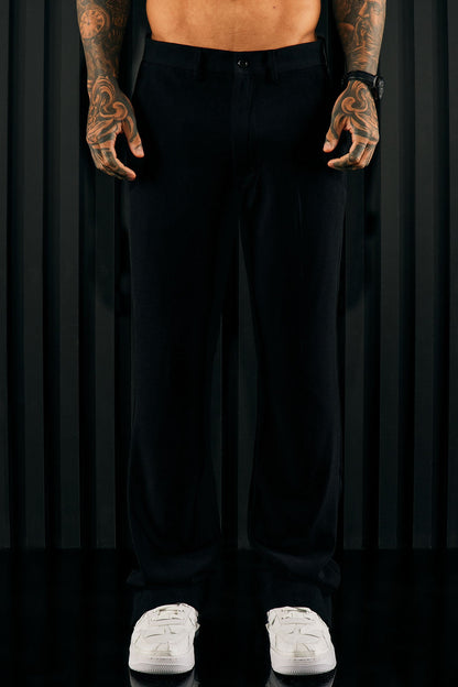 Golden Hour Slit Slim Flare Trousers - Black
