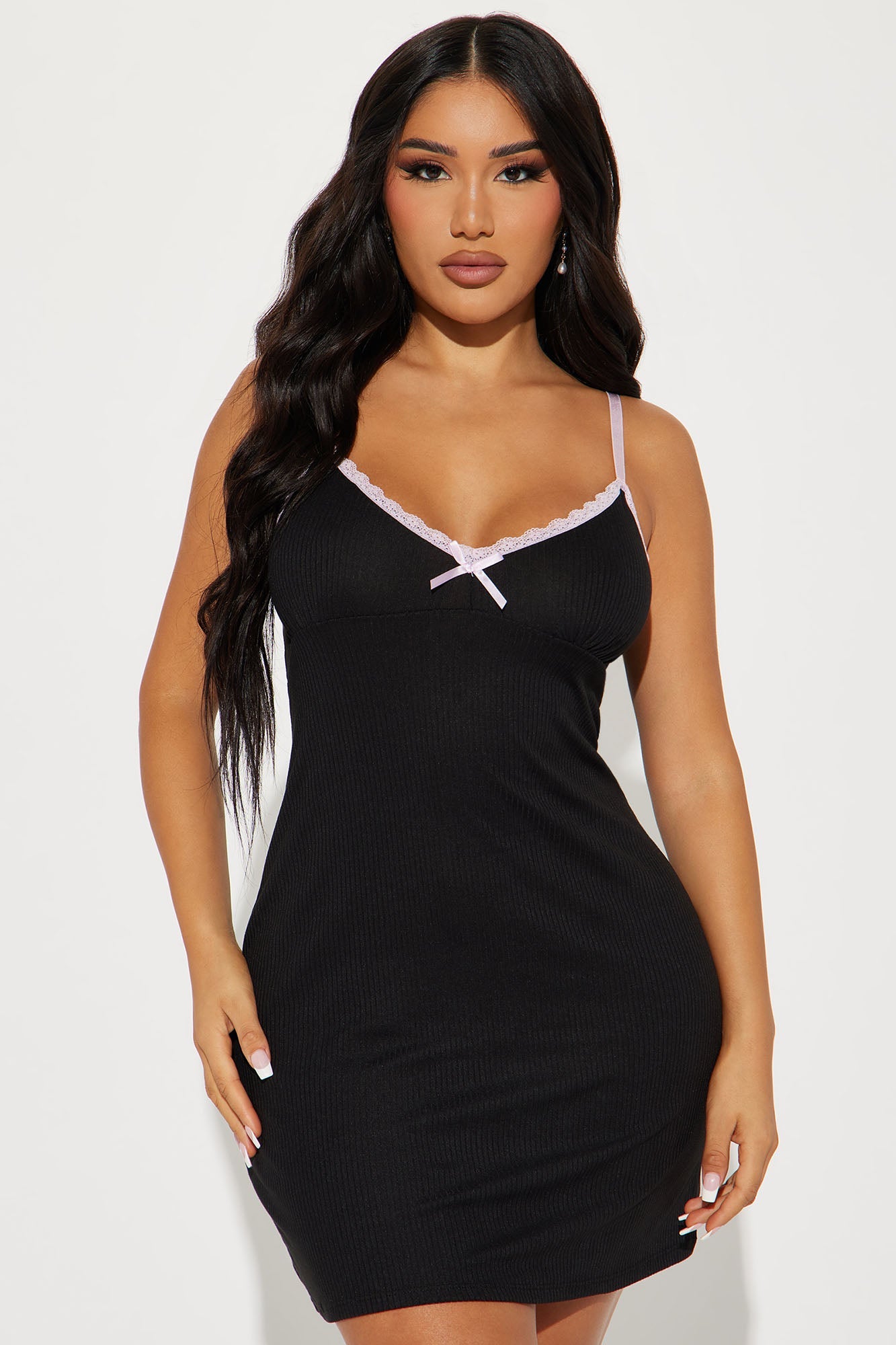 Getting Sleepy Ribbed Sleep Gown - Black