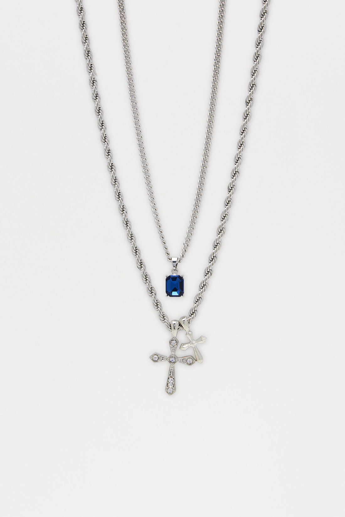 Fearless Pendant Necklace Set - Silver