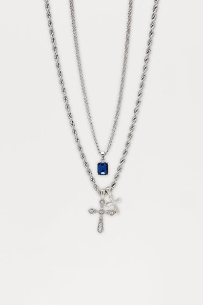 Fearless Pendant Necklace Set - Silver