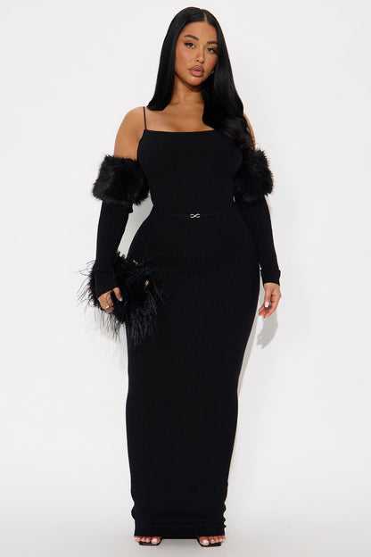 High Maintenance Hottie Sweater Maxi Dress - Black