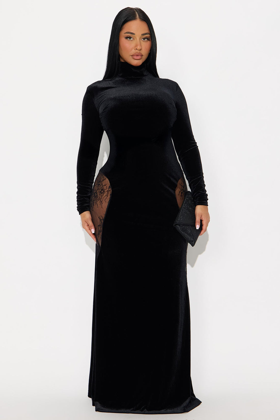 Soft Launch Velvet Maxi Dress - Black