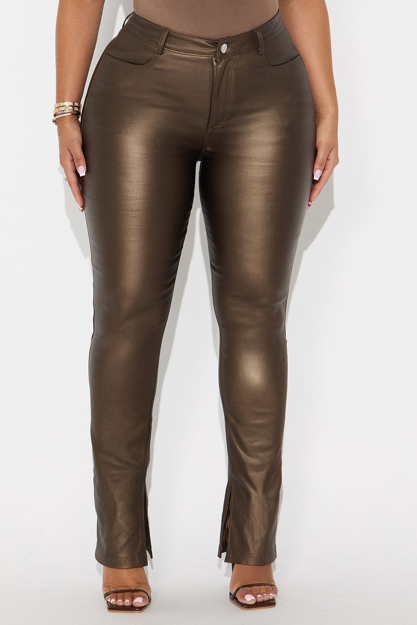 Gia Faux Leather Skinny Pant - Bronze
