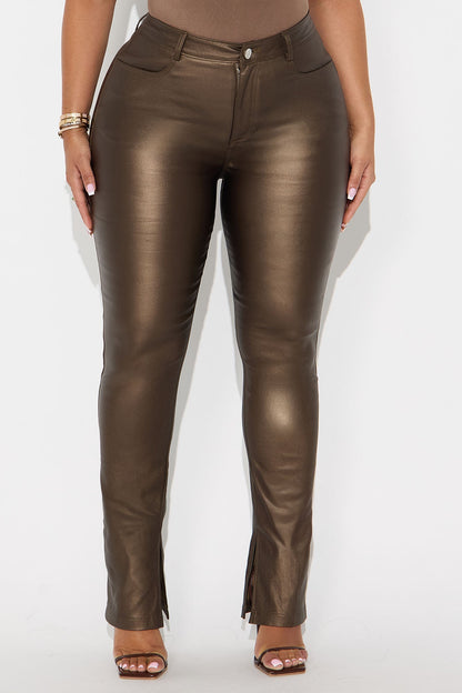 Gia Faux Leather Skinny Pant - Bronze