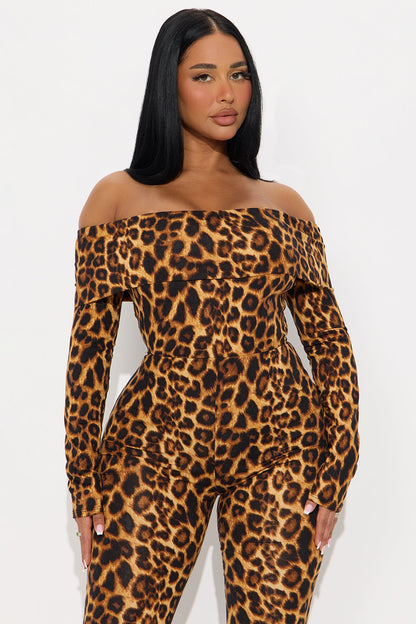 Malia Leopard Capri Jumpsuit - Brown/combo