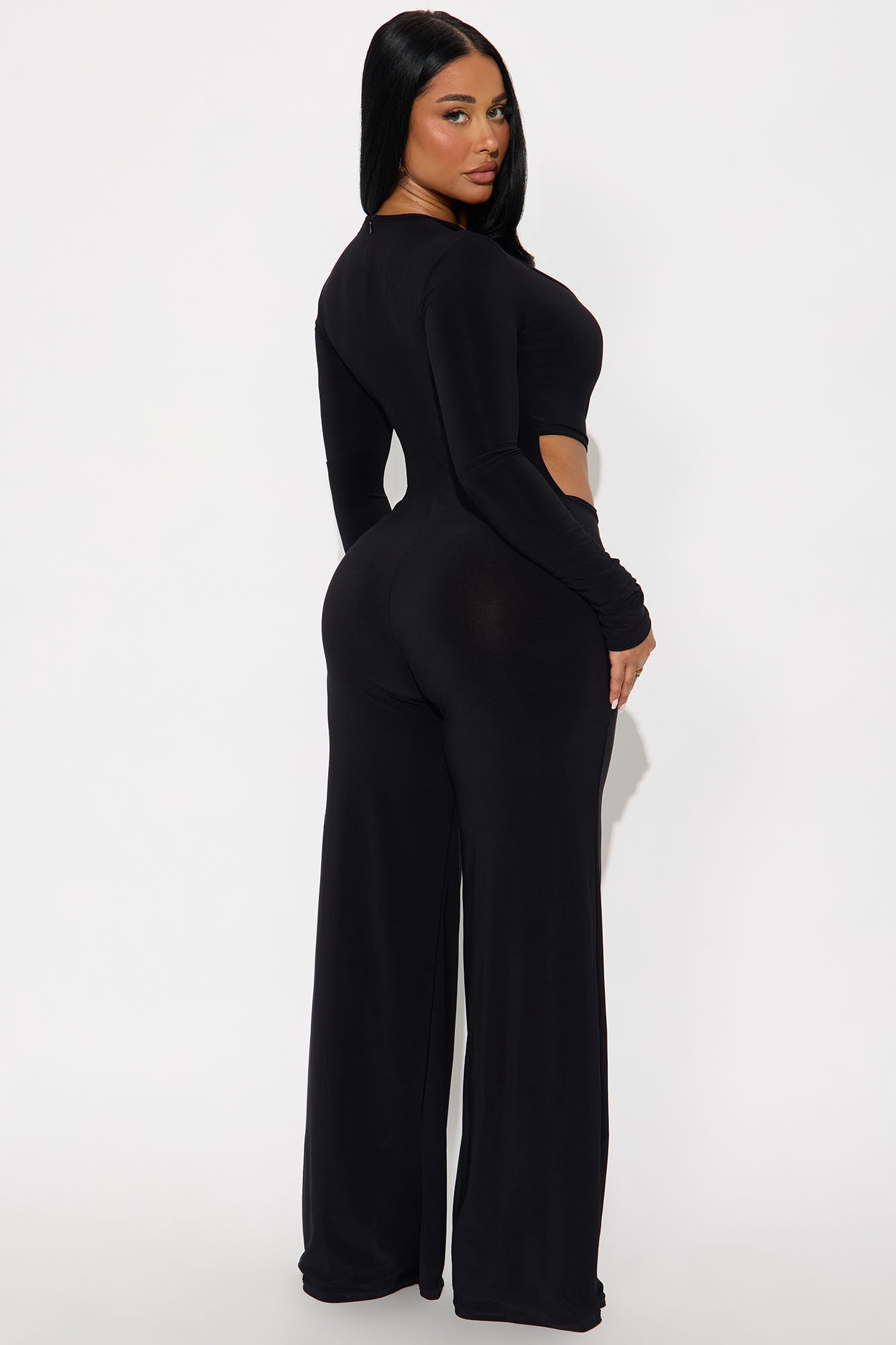 Jezenia Cutout Wide Leg Jumpsuit - Black