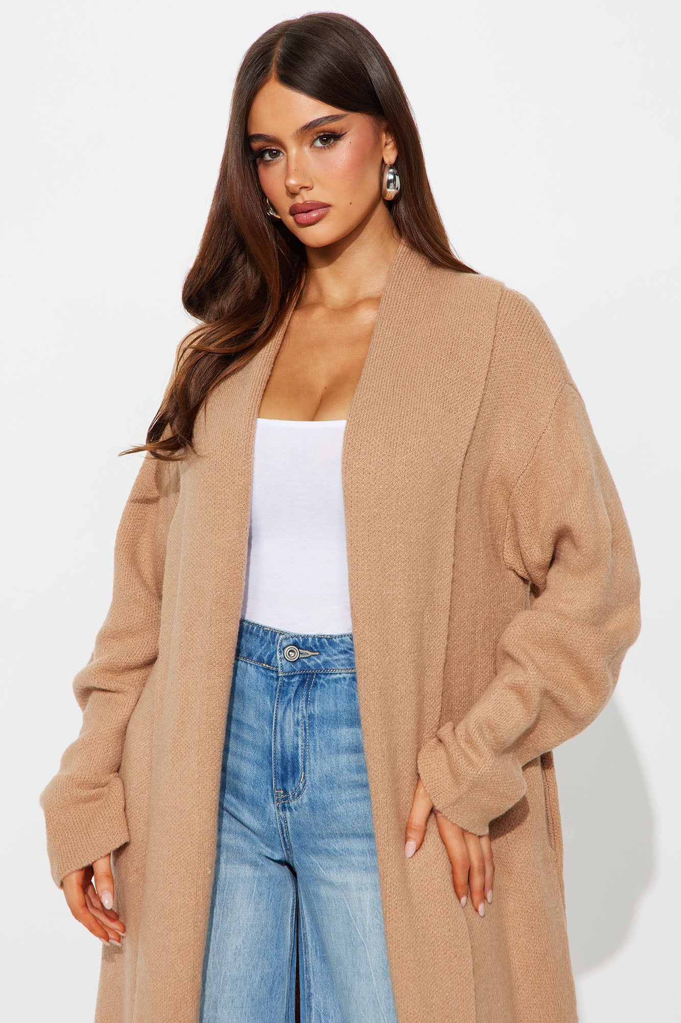 Winter Needs Open Front Cardigan - Taupe