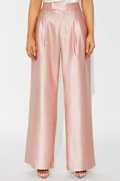 Suite Slay Satin Wide Leg Pant 32″ - Rose