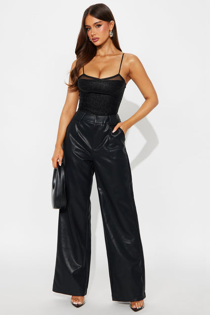 Tailored For You Faux Leather Pant - Black