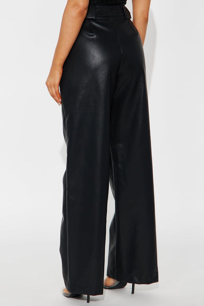 Tailored For You Faux Leather Pant - Black