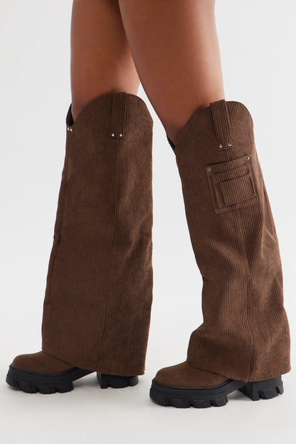 Kaizen Corduroy Overlay Boots - Chocolate