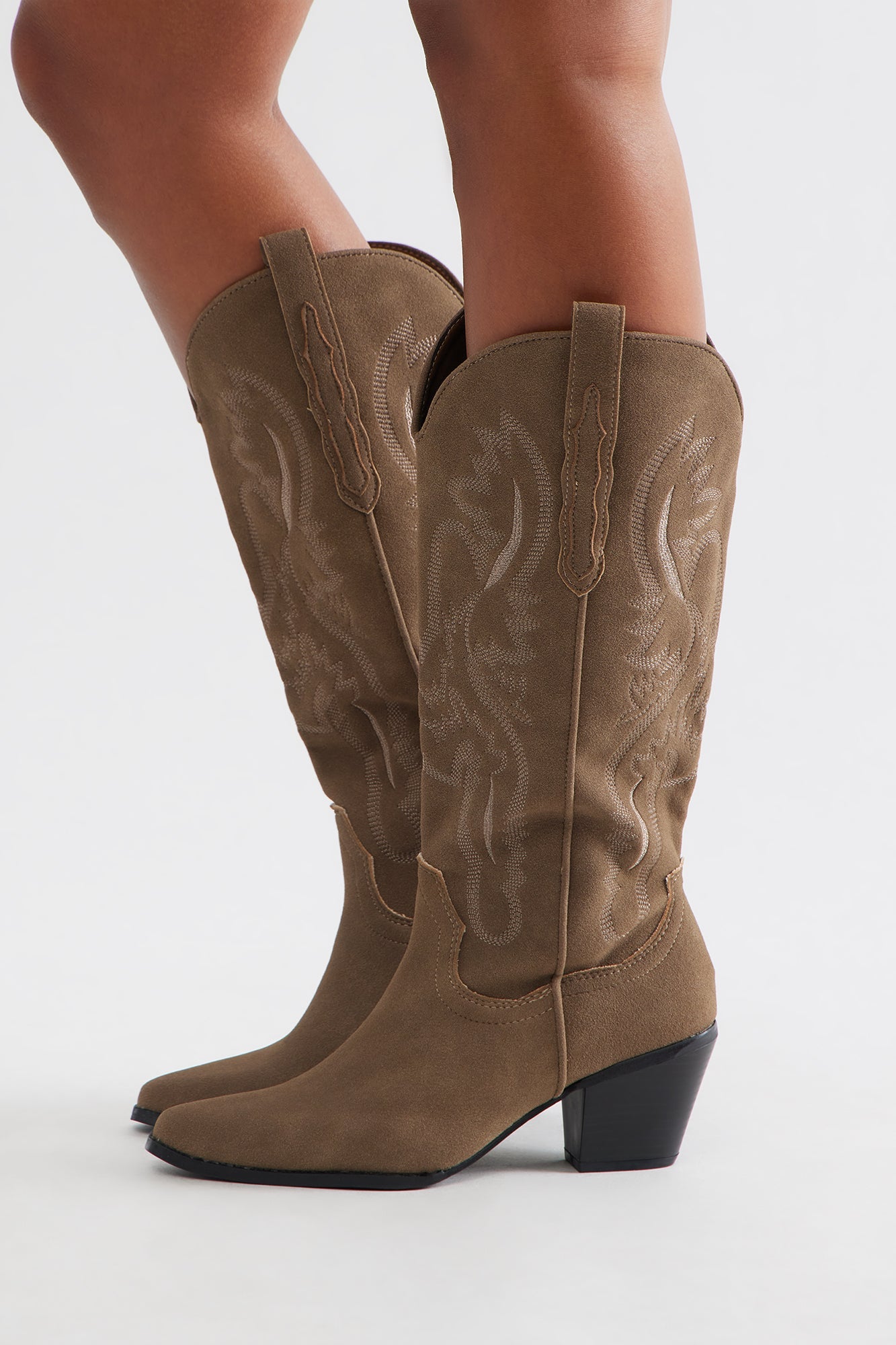 Holster Knee High Cowboy Boots - Taupe