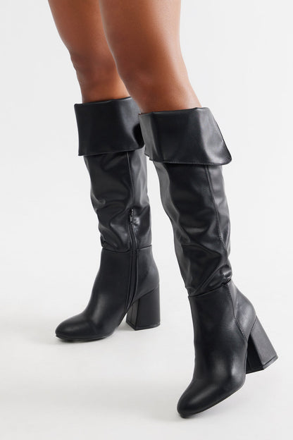 Brendan Faux Leather Boots - Black