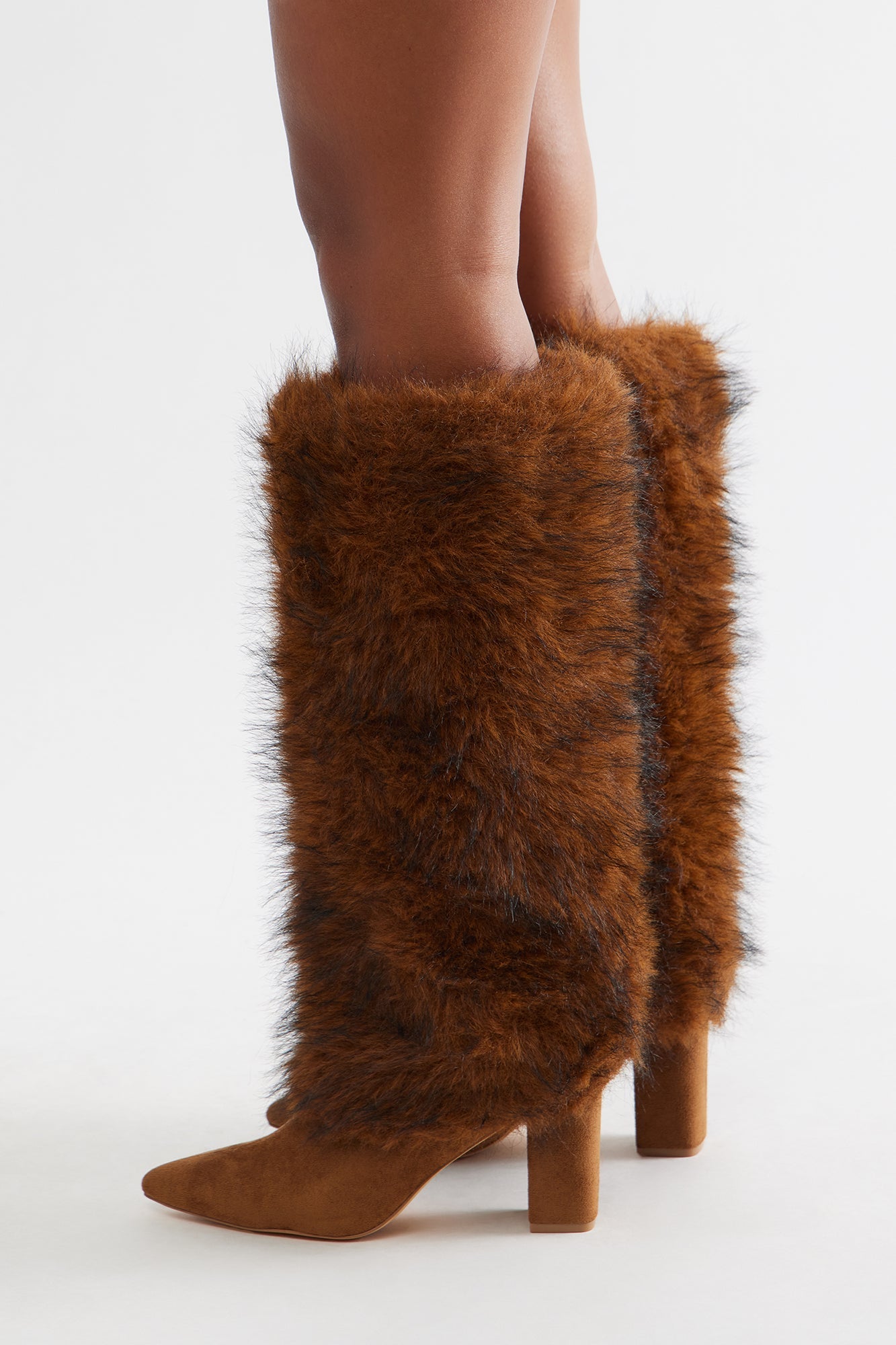 Brenn Faux Fur Knee High Boots - Tan