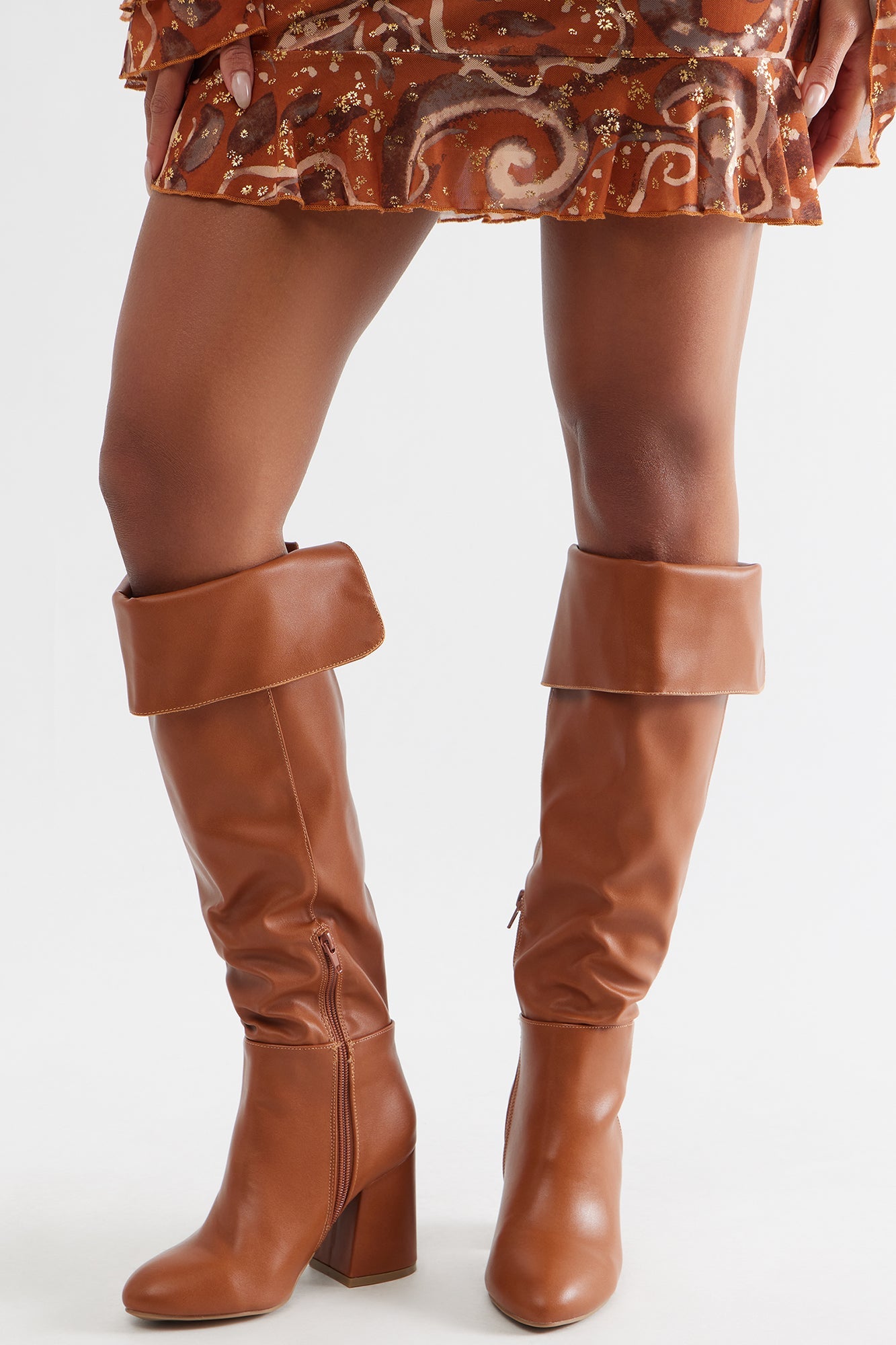 Brendan Faux Leather Boots - Cognac