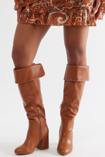 Brendan Faux Leather Boots - Cognac