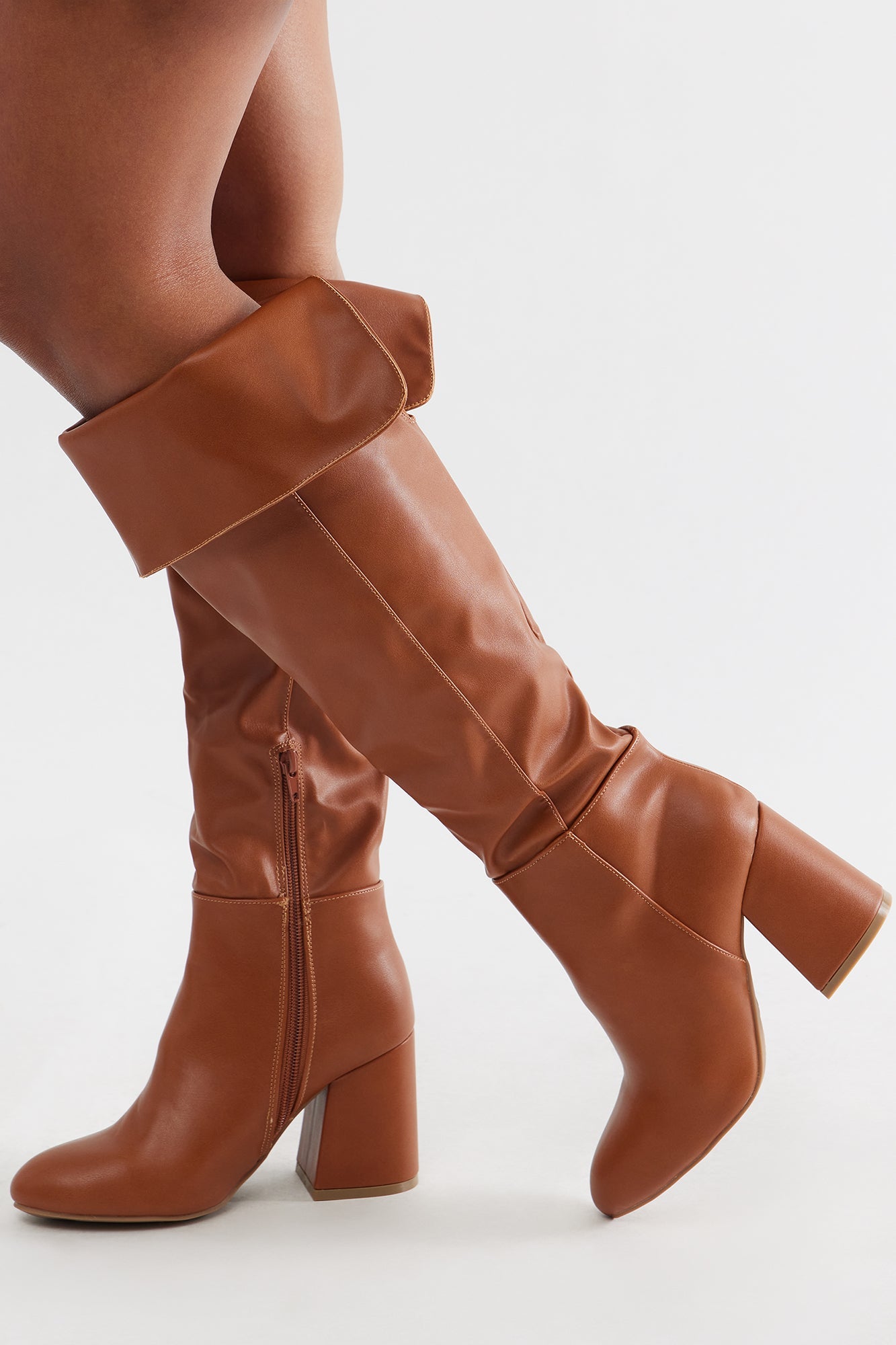 Brendan Faux Leather Boots - Cognac