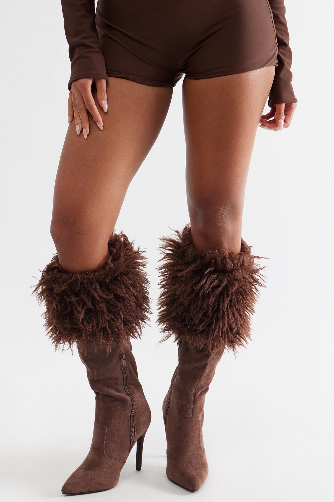 Christopher Faux Fur Trim Boots - Brown