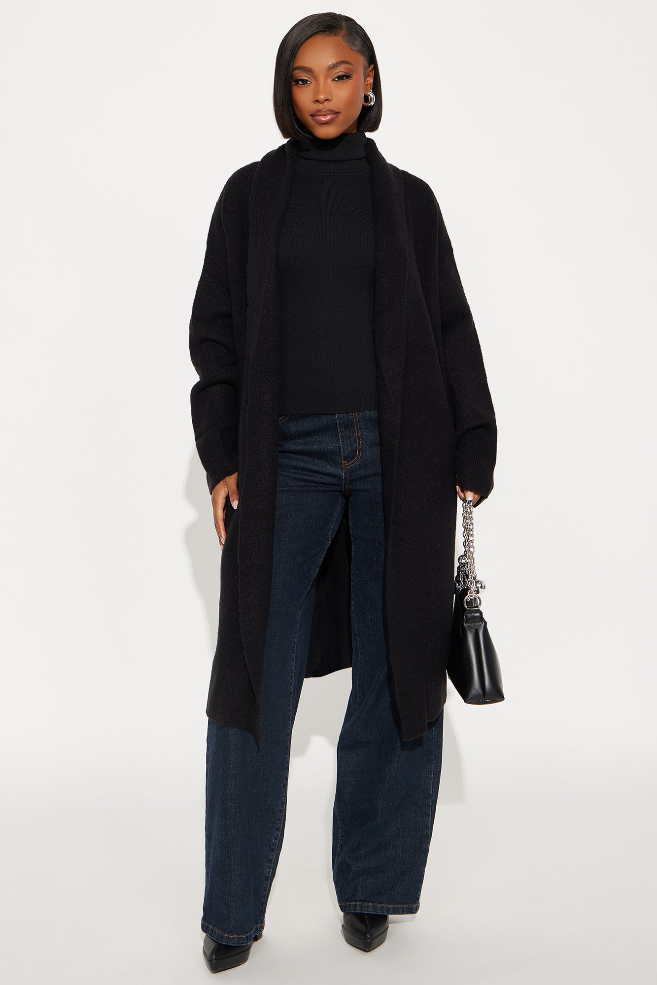 Winter Needs Open Front Cardigan - Black