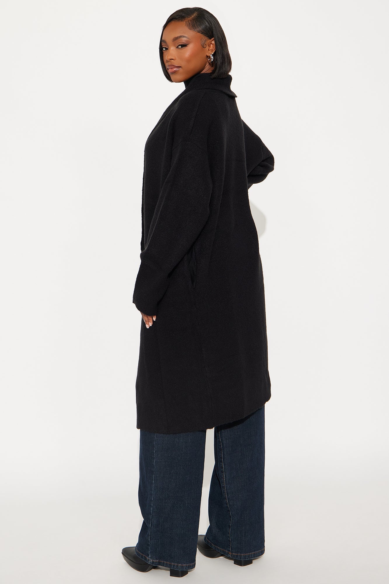 Winter Needs Open Front Cardigan - Black