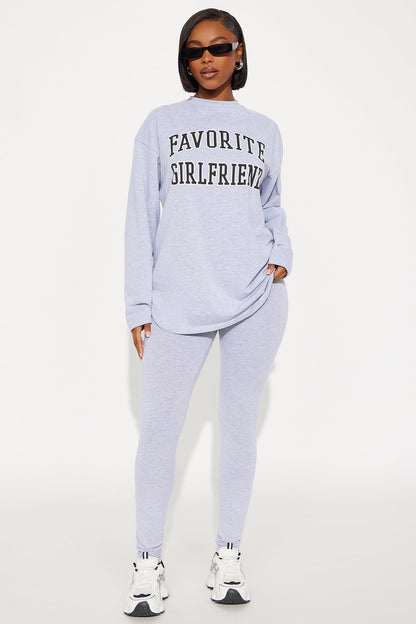 Favorite Girlfriend Legging Set - Heather Grey