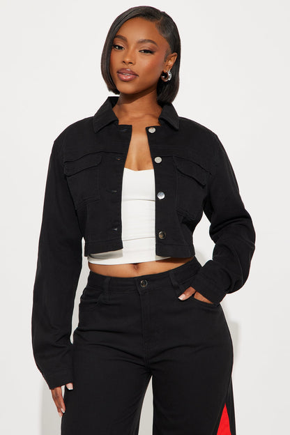 Locked In Denim Jacket Pant Set - Black