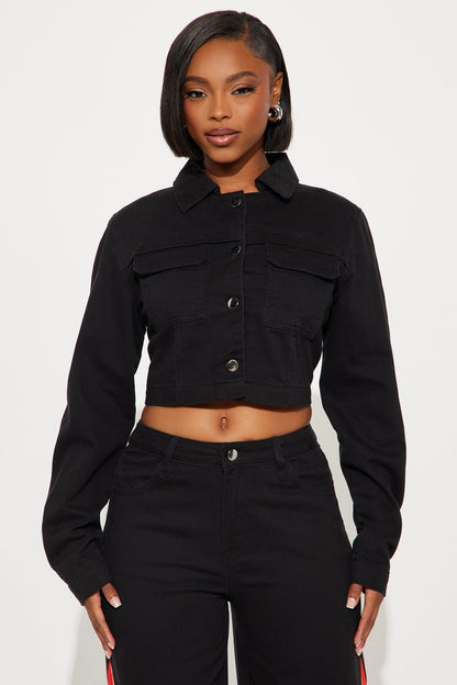 Locked In Denim Jacket Pant Set - Black