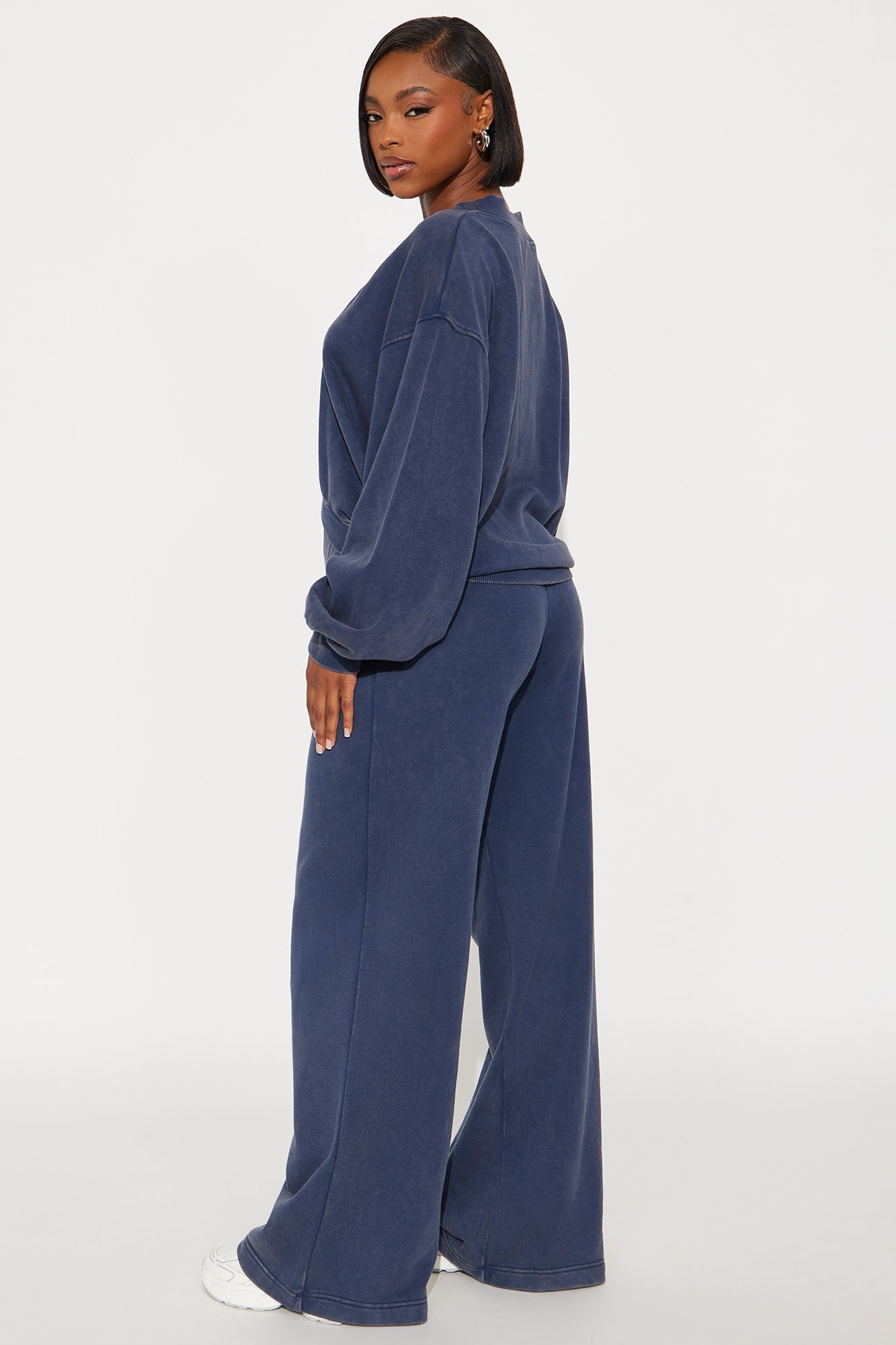 Angelica Washed French Terry Pant Set - Navy