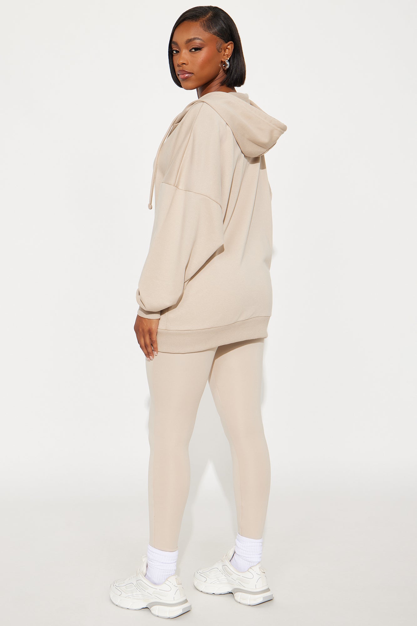 Beckham Zip Up Fleece Pant Set - Stone